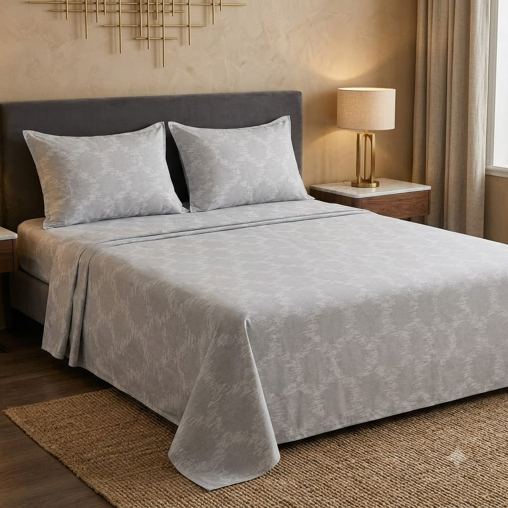 108" x 108" Premium 100% Cotton King Size Bedsheet Set with 2 Matching Pillow Covers