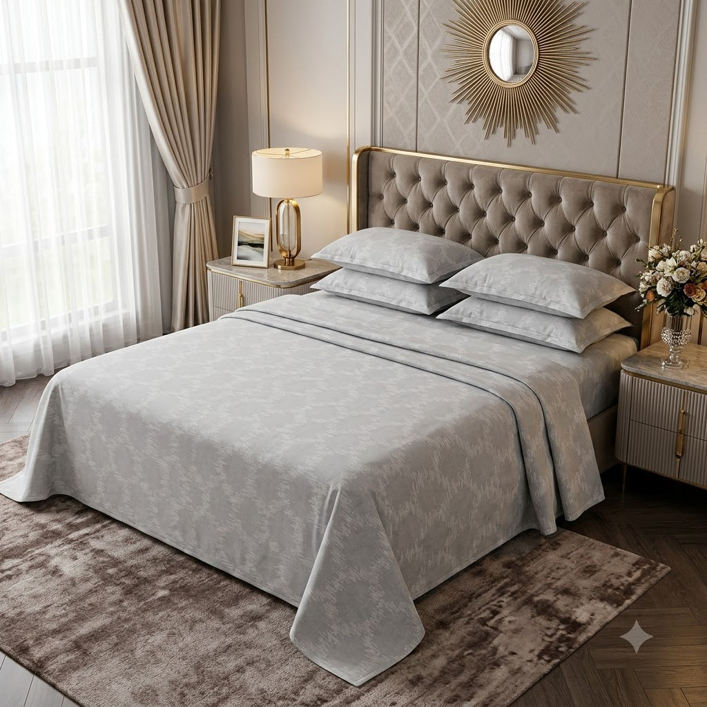 108" x 108" Premium 100% Cotton King Size Bedsheet Set with 2 Matching Pillow Covers