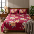 Nuvinor™ Premium Floral Cotton Blend Bedsheet – 90 x 100 Inch with 2 Pillow Covers