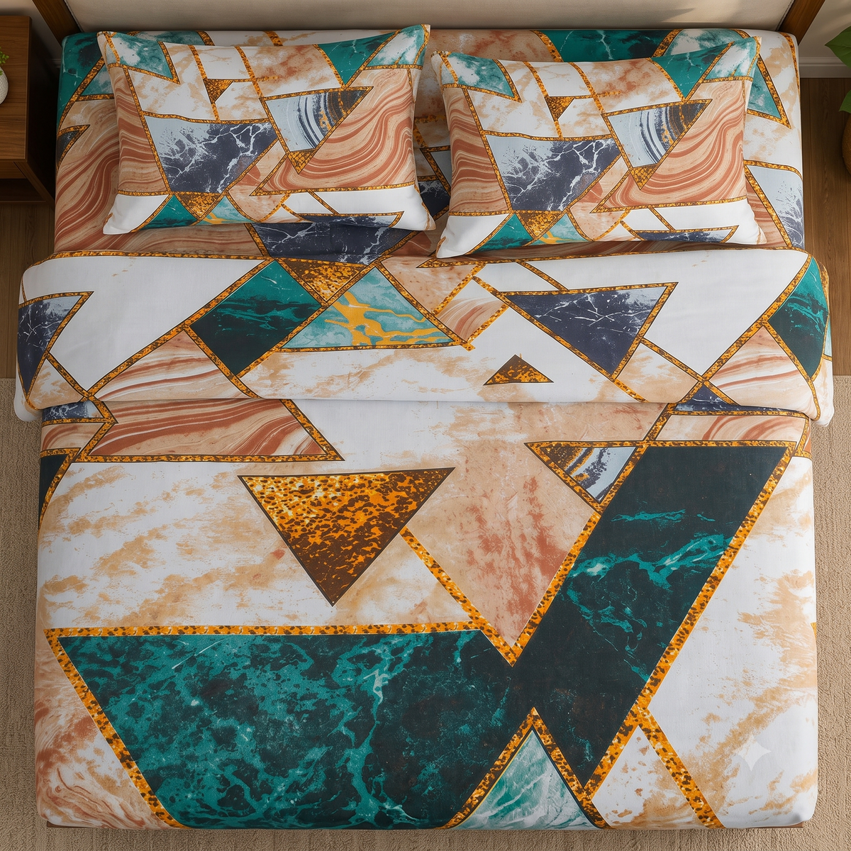 Nuvinor™ Modern Abstract Geometric Print 60x90 inch Single Bedsheet with 1 Matching Pillow Cover